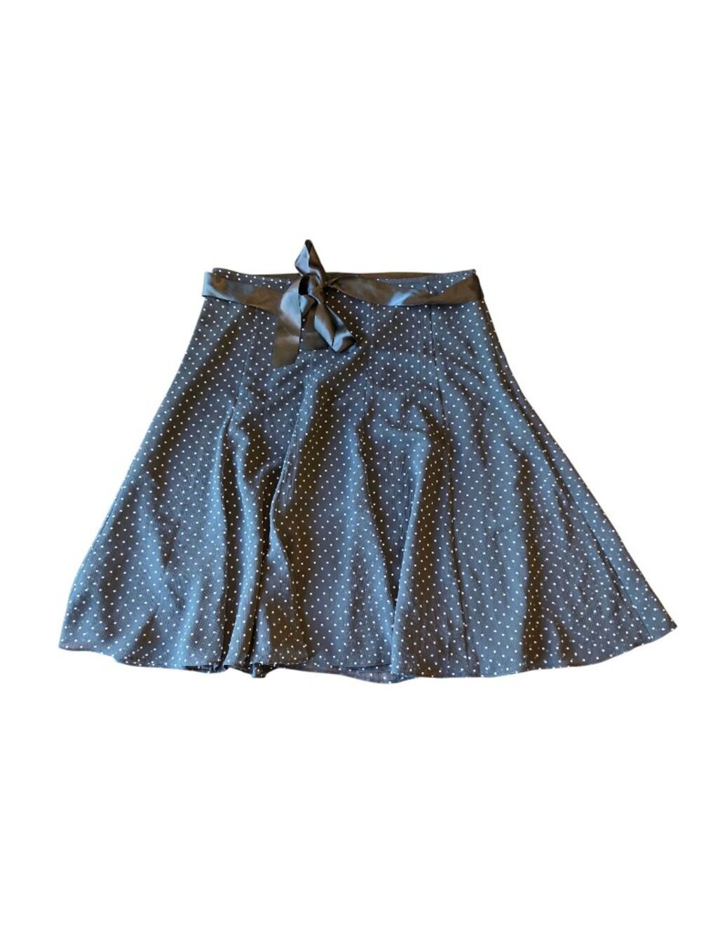Liz & Co Black Polka Dot Circle Skirt Tie Waist Flowy Midi Y2K Pinup M